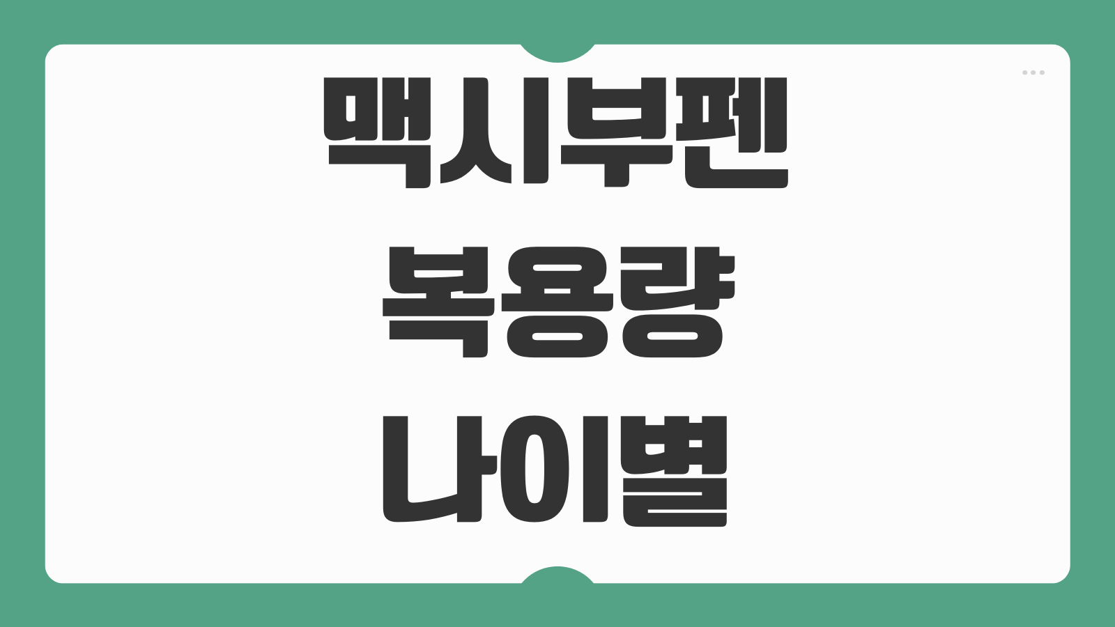 맥시부펜 복용량 나이별 체중별 간격 주의사항 성분 부작용