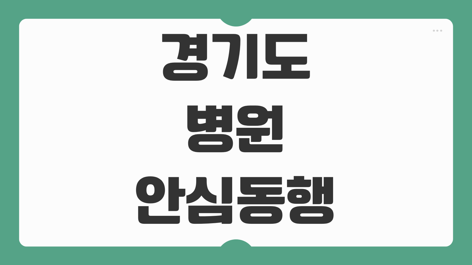 경기도 1인가구 병원안심동행 신청대상 서비스내용 신청방법